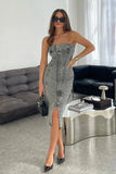 Diva Grey Denim Midi Dress