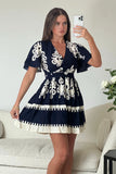 Suzanne Blue Boarder Mini Dress