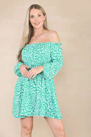 Bardot Leopard Dress Green