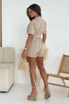 Amelia Utility Style Playsuit Tan Contrast Stitch