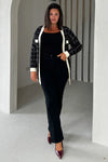 Kimia Black & Cream Knit Belted Cardigan