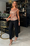 Donna Asymmetric Gold Sequin Top