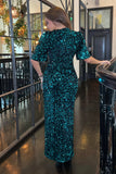 Lilah Green Velvet Sequin Occasion Maxi Dress