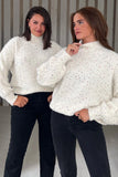 Sonya Cream Speckled Sequin Knit Jumper